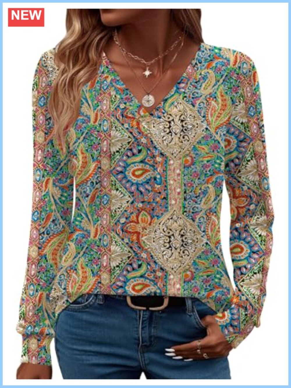 Women's Long Sleeve Pleated V Neck Tunic Blouse Business Casual Loose Fit Work